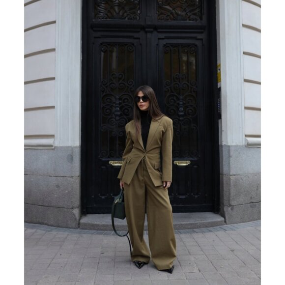 Zara | 100% Wool Fitted Blazer In Dark Camel - Picture 14 of 14